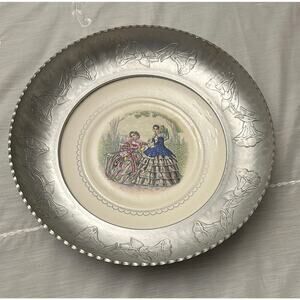 Farberware China & Wrought Aluminum Serving Plate Vintage Victoriana